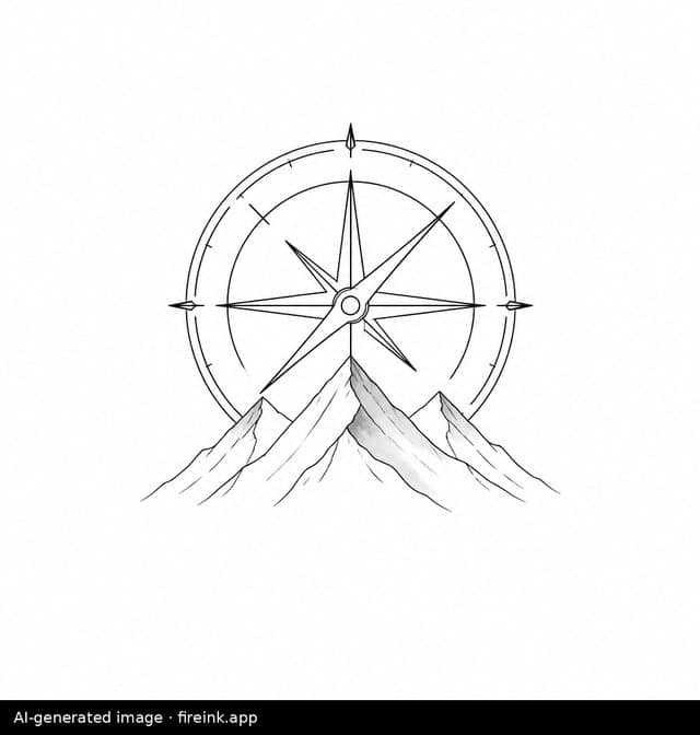 AI-generated fine line tattoo design: a tiny compass for a finger