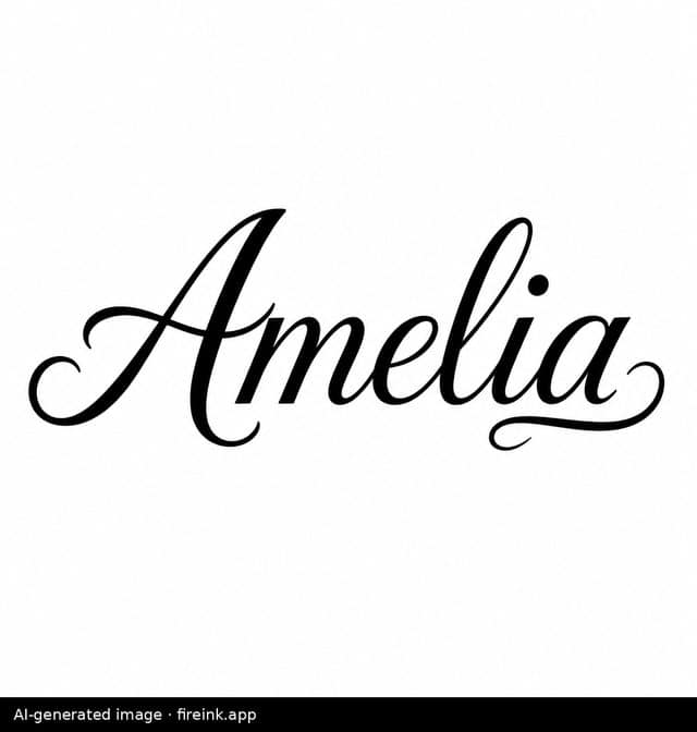 AI-generated script tattoo design: Amelia