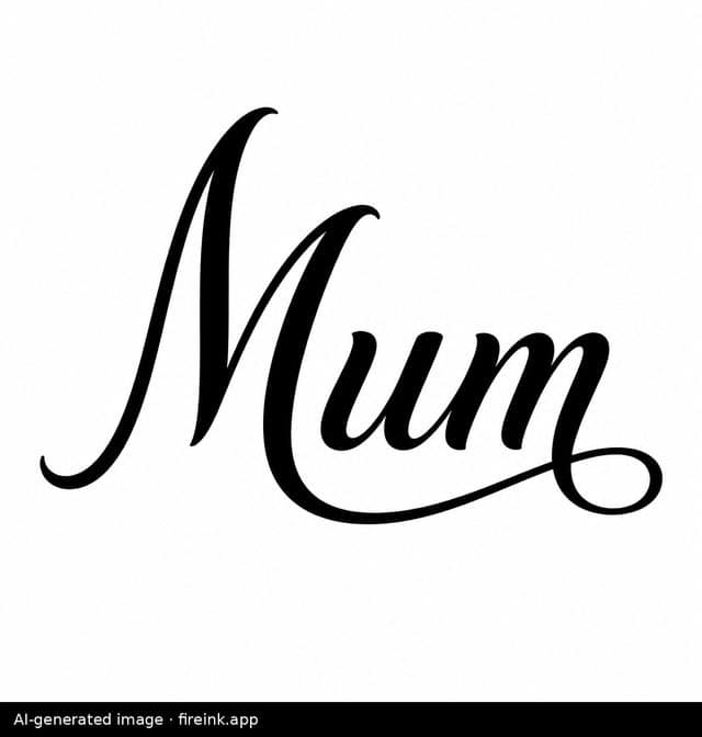 AI-generated script tattoo design: Mum