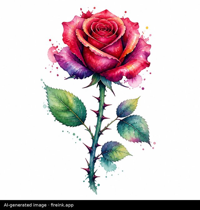 AI-generated watercolour tattoo design: a rose